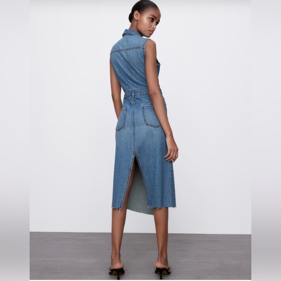 Zara Patchwork Denim Dress Size Large NWOT - Picture 3 of 4